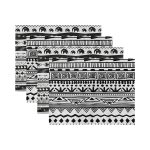 4'lü Siyah Beyaz Etnik Motifli Amerikan Servis Seti Realhomes