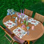 4'lü Gül & Kozalak Özel Tasarımlı Amerikan Servis Seti Realhomes