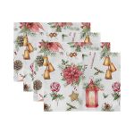 4'lü Gül & Kozalak Özel Tasarımlı Amerikan Servis Seti Realhomes