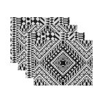 4'lü Siyah Beyaz Etnik Geometrik Çizimli Amerikan Servis Seti Realhomes