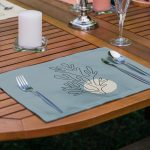 4'lü Renkli Zemin Deniz Yosunu Çizimli Amerikan Servis Seti Realhomes