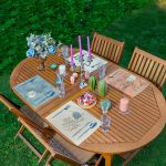 4'lü Renkli Zemin Deniz Yosunu Çizimli Amerikan Servis Seti Realhomes