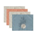 4'lü Renkli Zemin Deniz Yosunu Çizimli Amerikan Servis Seti Realhomes