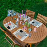 4'lü Koyu Fildişi Renkli Çizgi Tasarımlı Amerikan Servis Seti Realhomes