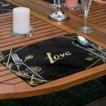 4'lü Siyah Zemin Gold Mermer Tasarımlı Amerikan Servis Seti Realhomes