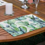 4'lü Beyaz Zemin Kaktüs Tasarımlı Amerikan Servis Seti Realhomes