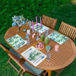 4'lü Beyaz Zemin Kaktüs Tasarımlı Amerikan Servis Seti Realhomes