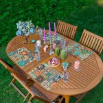 4'lü Etnik Kareli Mandala Tasarımlı Amerikan Servis Seti Realhomes