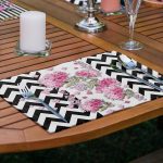 4'lü Siyah Beyaz Zemin Çiçek Tasarımlı Amerikan Servis Seti Realhomes