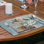 4'lü Renkli Tüy & Mavi Saka Kuşu Tasarımlı Amerikan Servis Seti Realhomes