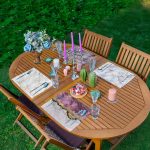 4'lü Mor Mermer Tasarımlı Amerikan Servis Seti Realhomes