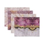 4'lü Mor Mermer Tasarımlı Amerikan Servis Seti Realhomes