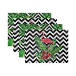 - Servis4lu-Set89-4lu-Siyah-Beyaz-Geometrik-Zeminli-Yesil-Yaprakli-Amerikan-Servis-Seti-2 - Realhomes 4'lü Siyah Beyaz Geometrik Zeminli Yeşil Yapraklı Amerikan Servis Seti Realhomes