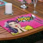 4'lü Pop-Art Fashion Girl Tasarımlı Amerikan Servis Seti Realhomes