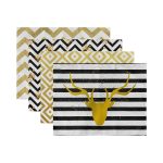 4'lü Altın Varaklı Geometrik Tasarımlı Amerikan Servis Seti Realhomes