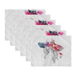 6'lı Suluboya Çalışmalı Pop-Art Kadın Çizimli Amerikan Servis Seti Realhomes