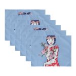 - Servis6li-Set101-Gorsel3 - Realhomes 6'lı Mavi Zeminli Japon Kadın Figürlü Amerikan Servis Seti Realhomes