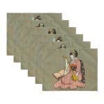 - Servis6li-Set106-Gorsel3 - Realhomes 6'lı Yosun Yeşili Zeminli Etnik Figürlü Amerikan Servis Seti Realhomes