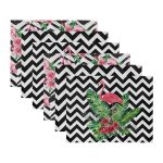 - Servis6li-Set121-Gorsel3 - Realhomes 6'lı Siyah Beyaz Zigzag Zeminli Flamingo Tasarımlı Amerikan Servis Seti Realhomes