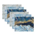 6'lı Mavi Temalı Mermer Tasarımlı Amerikan Servis Seti Realhomes