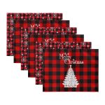 6'lı Ekose Temalı Mery Christmas Tasarımlı Amerikan Servis Seti Realhomes