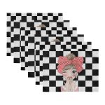 6'lı Kareli Dama Zeminli Öpücük Atan Kız Tasarımlı Amerikan Servis Seti Realhomes