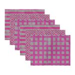 - Servis6li-Set158-Gorsel3 - Realhomes 6'lı Gri & Fuşya Kolajı Özel Tasarımlı Amerikan Servis Seti Realhomes