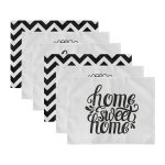 6'lı Siyah Beyaz Home Sweet Home Özel Tasarım Amerikan Servis Seti Realhomes