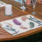 6'lı Renkli Tüy & Kuş Motifli Amerikan Servis Seti Realhomes