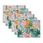- Servis6li-Set176-Gorsel3 - Realhomes 6'lı Tropik Yaprak Pastel Çizimler Amerikan Servis Seti Realhomes