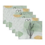 6'lı Soyut Renkli Kaktüs Desenli Amerikan Servis Seti Realhomes