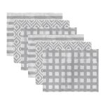 6'lı Gri Geometrik Çizimli Özel Tasarımlı Amerikan Servis Seti Realhomes