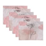 6'lı Pembe Pastel Renkli Gül Tasarımlı Amerikan Servis Seti Realhomes