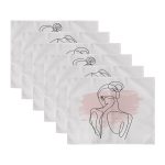 6'lı Beyaz Pembe Onedraw Kadın Figürlü Amerikan Servis Seti Realhomes