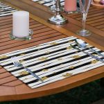 6'lı Siyah Beyaz Çizgili Gold Yaprak Taneleri Amerikan Servis Seti Realhomes