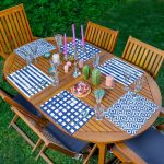 6'lı Lacivert Geometrik Çizimli Özel Tasarım Amerikan Servis Seti Realhomes