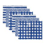 6'lı Lacivert Geometrik Çizimli Özel Tasarım Amerikan Servis Seti Realhomes