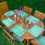 6'lı Yeşil Geometrik Çizimli Özel Tasarım Amerikan Servis Seti Realhomes