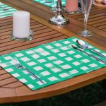 6'lı Yeşil Geometrik Çizimli Özel Tasarım Amerikan Servis Seti Realhomes