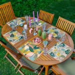 6'lı Pastel Renkli Tropik Yaprak Tasarımlı Amerikan Servis Seti Realhomes