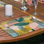 6'lı Pastel Renkli Tropik Yaprak Tasarımlı Amerikan Servis Seti Realhomes