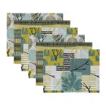 6'lı Yeşil Renkli Tropik Yaprak Tasarımlı Amerikan Servis Seti Realhomes