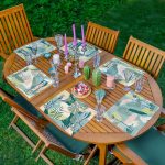 - Servis6li-Set238-Gorsel1 - Realhomes  6'lı Onedraw Tropik Yaprak Çizimli Amerikan Servis Seti Realhomes