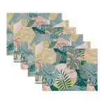 - Servis6li-Set238-Gorsel3 - Realhomes  6'lı Onedraw Tropik Yaprak Çizimli Amerikan Servis Seti Realhomes