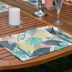 6'lı Turkuaz Tropik Yaprak Motifli Amerikan Servis Seti Realhomes