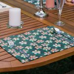 6'lı Renkli Zemin Üzerinde Yaprak Desenli Amerikan Servis Seti Realhomes