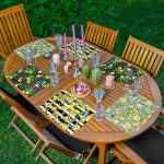 6'lı Siyah Beyaz Geometrik Çizimli Limon Temalı Amerikan Servis Seti Realhomes