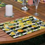 6'lı Siyah Beyaz Geometrik Çizimli Limon Temalı Amerikan Servis Seti Realhomes