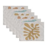 6'lı Pastel Renkli Yosun Çizimleri Özel Tasarım Amerikan Servis Seti Realhomes