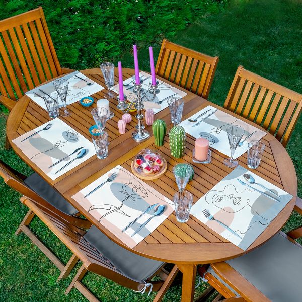 - Servis6li-Set262-Gorsel1 - Realhomes  6'lı Onedraw Soyut Çizimli Amerikan Servis Seti Realhomes